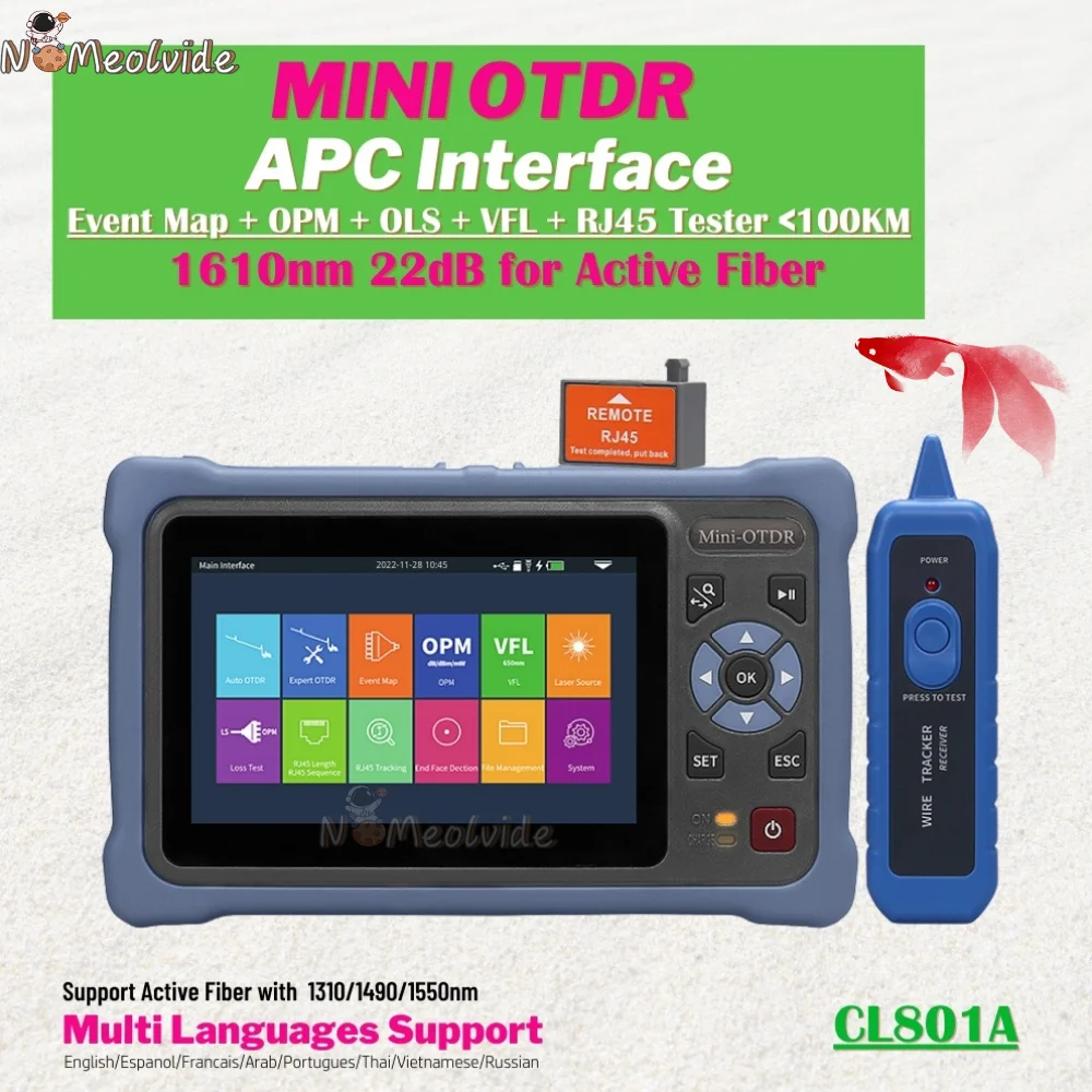 12-in-1 Mini OTDR 1310/1550nm 26/24dB 100 KM Fiber Optische Reflectometer Touchscreen VFL OPM OLS Kabel Tester Gratis Schip