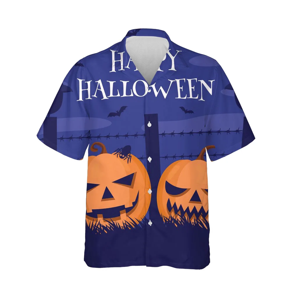 Jumeast 3D Halloween Night Party Blouses Oversized Men Shirt Summer Hawaiian Shirts For Men Baggy Single Breasted T-shirty Tops