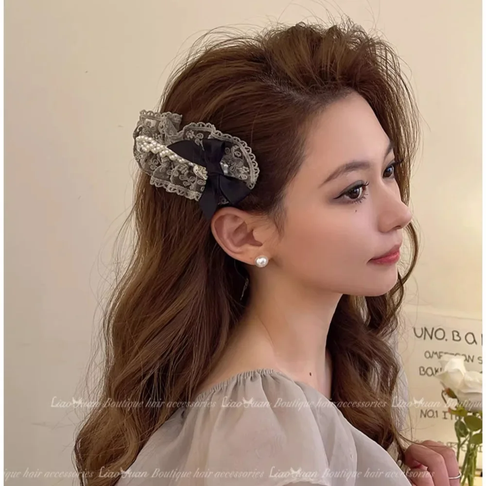 

Fashion Lace Series Hair Clip Luxury Retro Hairpin French Pearl Headwear Girl