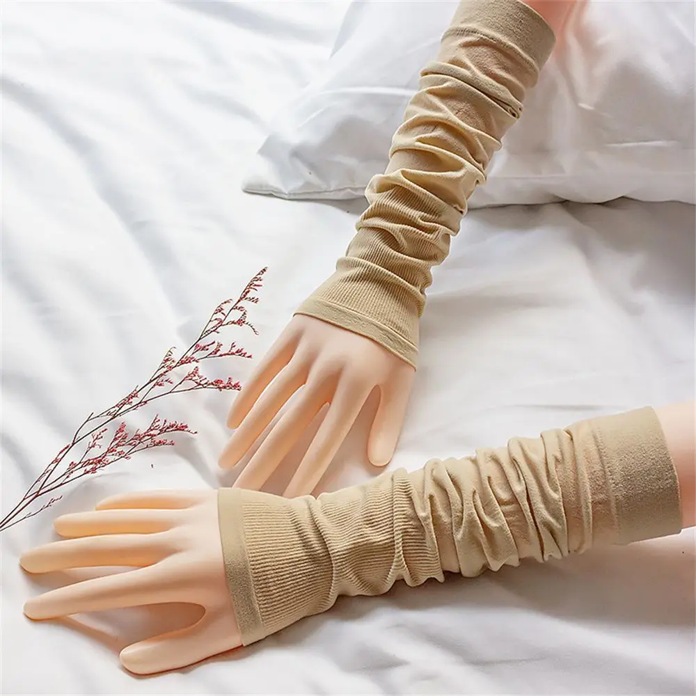 Unisex Fake Sleeve Anti-Slip Sunscreen Gloves Ice Silk Sleeve UV Sun Protect Arm Sleeves