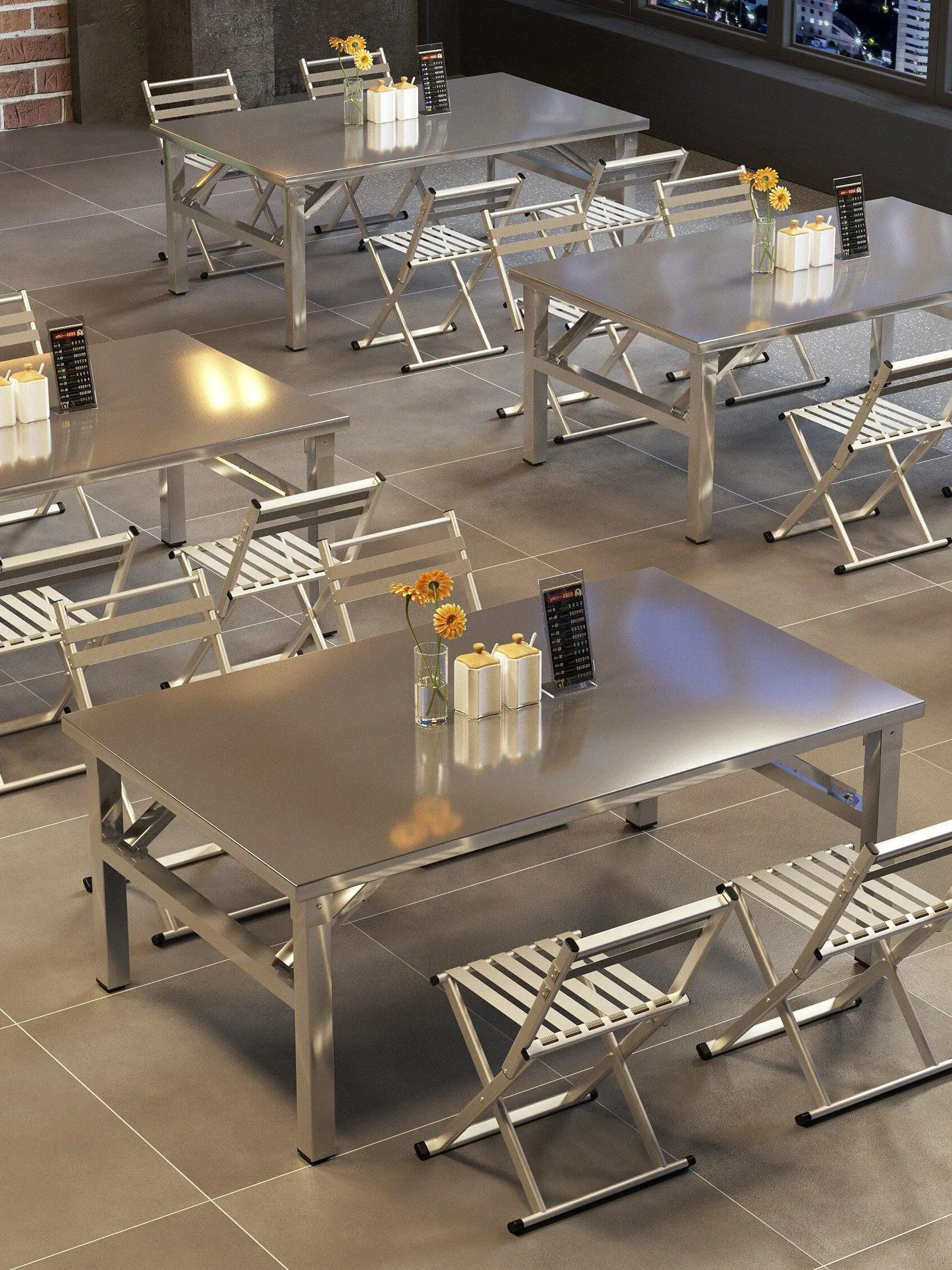 commercial-stainless-steel-folding-table-and-chairs-outdoor-restaurant-barbecue-shop-street-stall-table-modern-simple-style