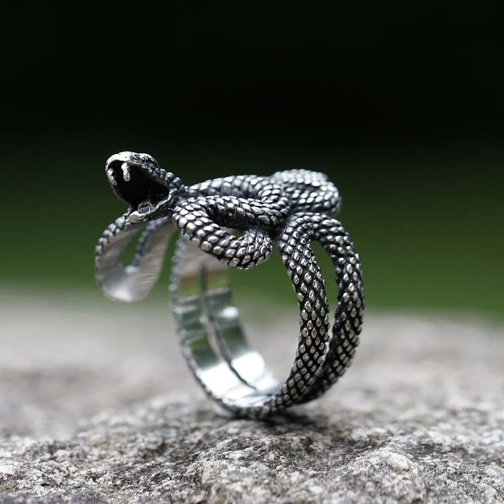 NEW Men\'s 316L stainless-steel rings Punk Fashion snake RING for teens animal Jewelry Gift free shipping