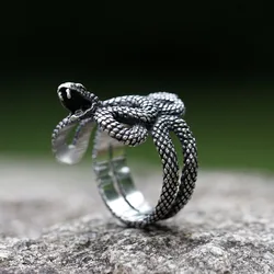 NEW Men's 316L stainless-steel rings Punk Fashion snake RING for teens animal Jewelry Gift free shipping