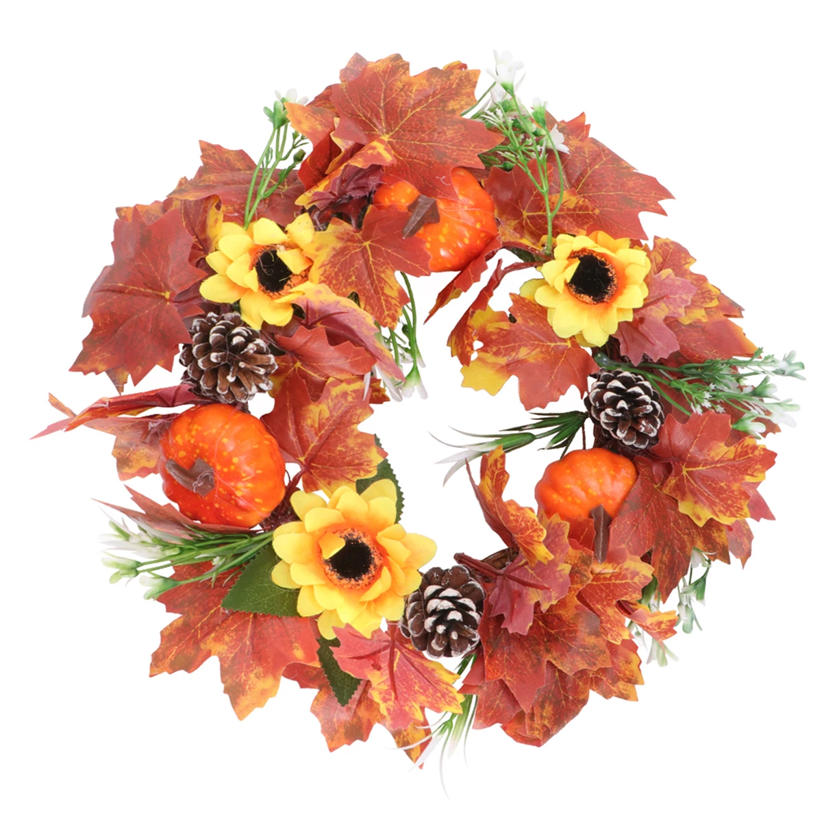 

Artificial Sunflower Wreath Decorative Plastic Fall Sunflower Imitation Wreath Halloween Party Maple Leaf Thanksgiving Christmas