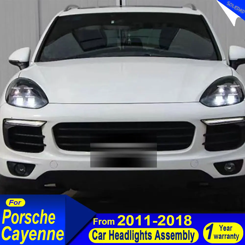 

Car Headlight Assembly for Porsche Cayenne 958 2011-2018 Upgrade 2024 Matrix Style Turn Signal HeadLamp Angel Eye Projector Lens