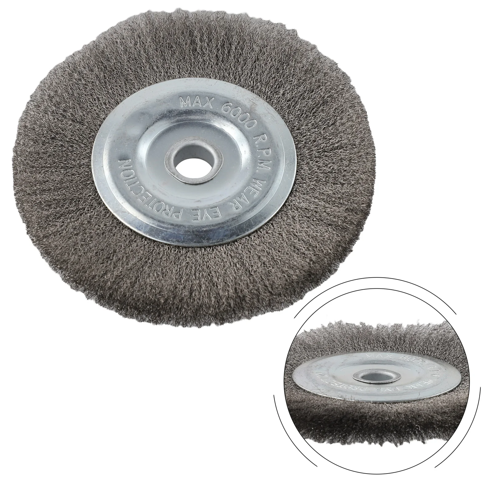 6 Inch Crimped Stainless Steel Wire Wheel For Bench/ Grinder With 16mm Center Hole For Removing And Debris