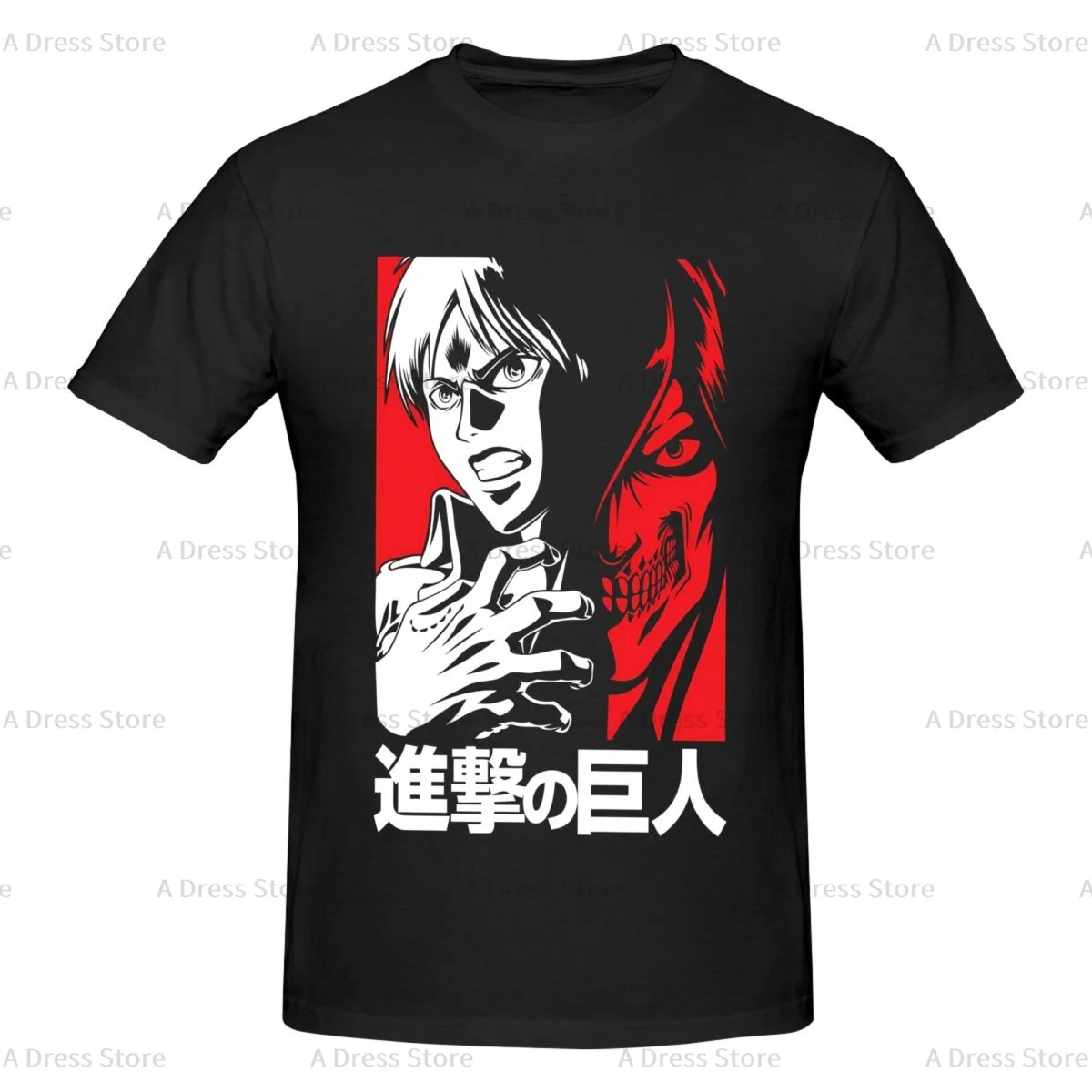 Japanese Anime Colossal Attcak On Titan Men's round neck T-shirt,Oversized print Tee Shirt,Casual Large Size Tshirt