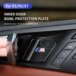 Stainless Steel Car Inner Door Bowl Cover Auto Interior Door Handle Trim Sticker Decor Accessories For BMW X5 X6 X7 G05 G06 G07