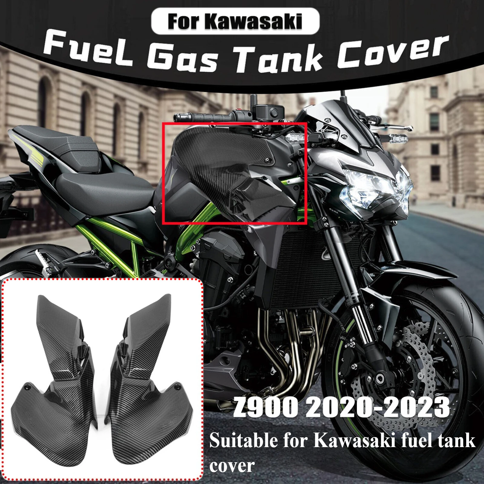 

For Kawasaki Z900 2020-2023 Carbon Fiber Modified Tank Side Panel Reservoir Outer Cover Motorcycle Bodywork Fairing Replacement
