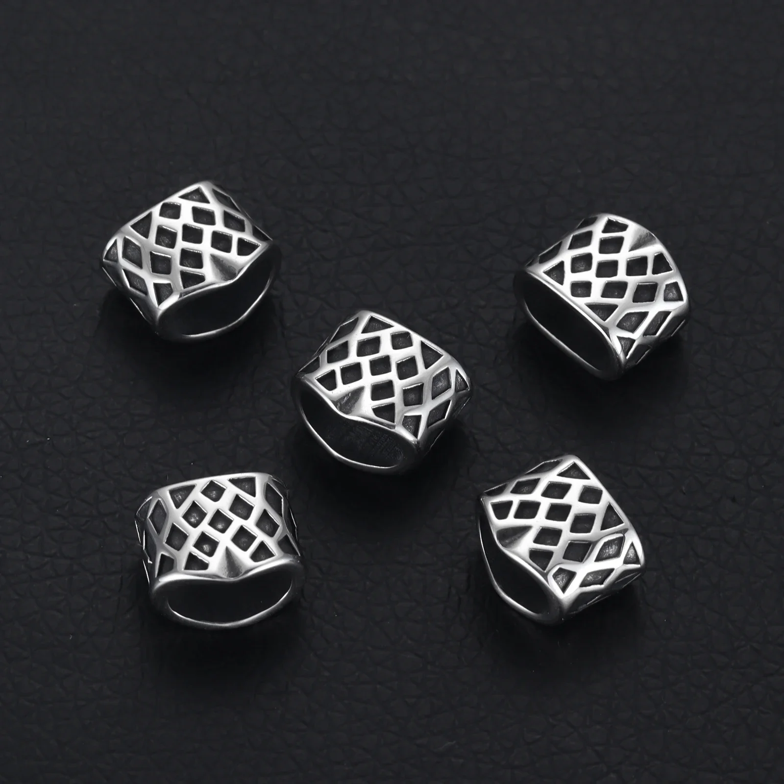 Stainless Steel Blacken Slider Beads Hole 10*5mm for Leather Bracelet Making Jewelry DIY Slide Charms Accessories