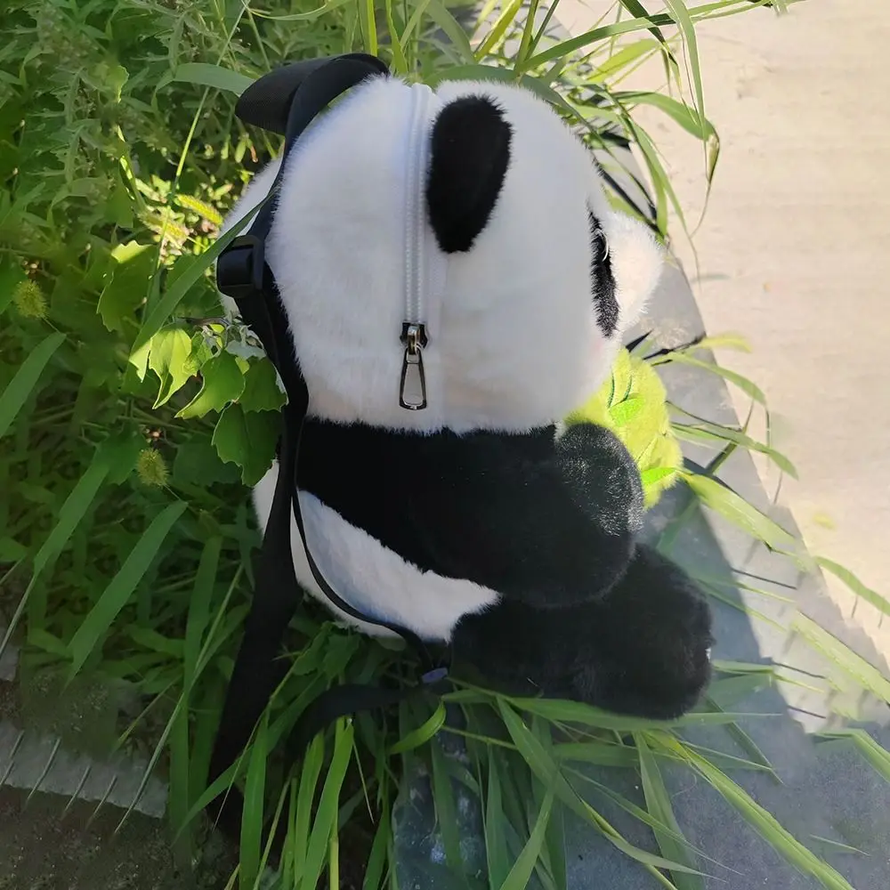New Soft Panda Backpack with Bamboo Shoot Adjustable Cartoon Animal Backpack Cartoon Cute Backpack School Use