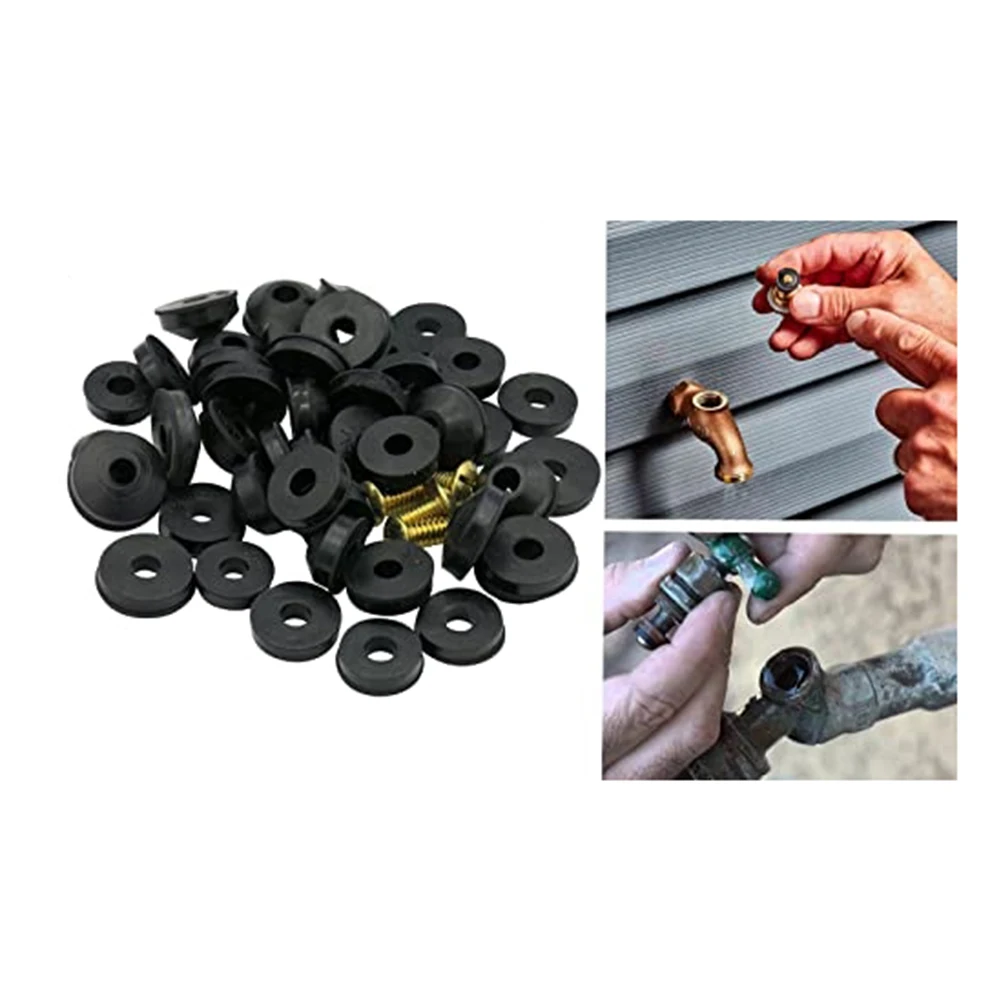Plumbing Maintenance Kit with 48 Rubber Washers O-rings and Screws for Faucet Leak Fixes in Residential Spaces