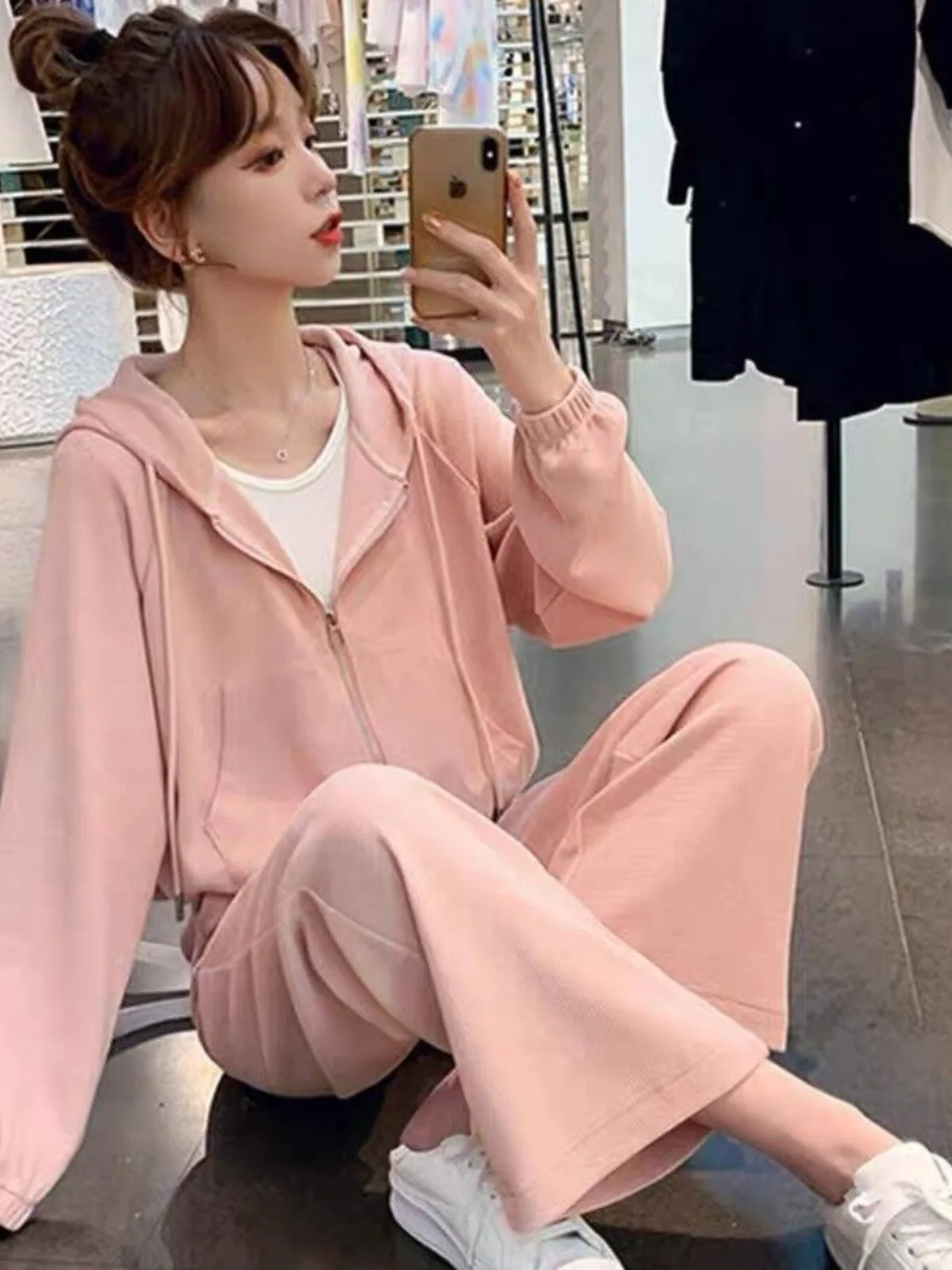 

Модный спортивный костюм для женщин: повседневный, свободный, стройнящий, стильный комплект из двух предметов для студенток, весна-осень