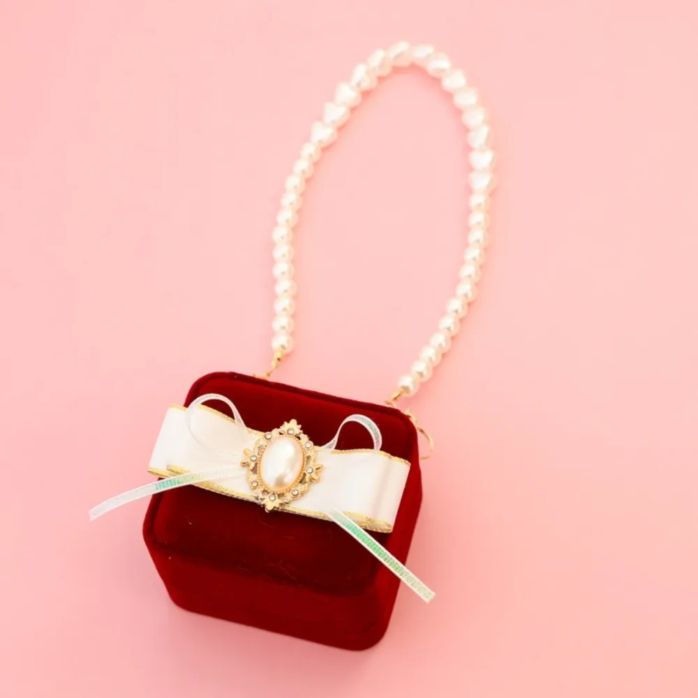 

Multi-function Pearl Wedding Couples Rings Box Bow Flocked Pets Collars Ring Box Anti-collision Heart Jewelry Box Propose