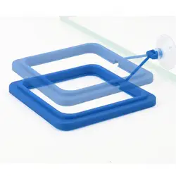 Anillo flotante azul para alimentación de peces en acuario bandeja
