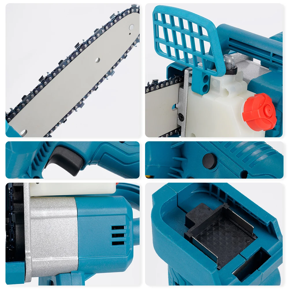 Hormy Brushless Electric Chain Saw Cordless 8 Inch Chainsaw Wood Cutting Machine Woodworking Garden Tool for Makita 18V Battery