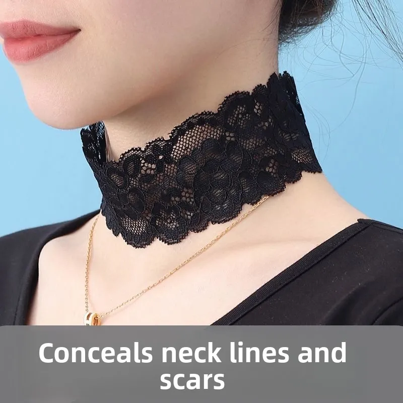 Lace Ne Cover Scarf Women\'s Summer Thin Fake Collar Sun Protection Ne Bandage Decorative Pure Color Long Rectangle Scarf