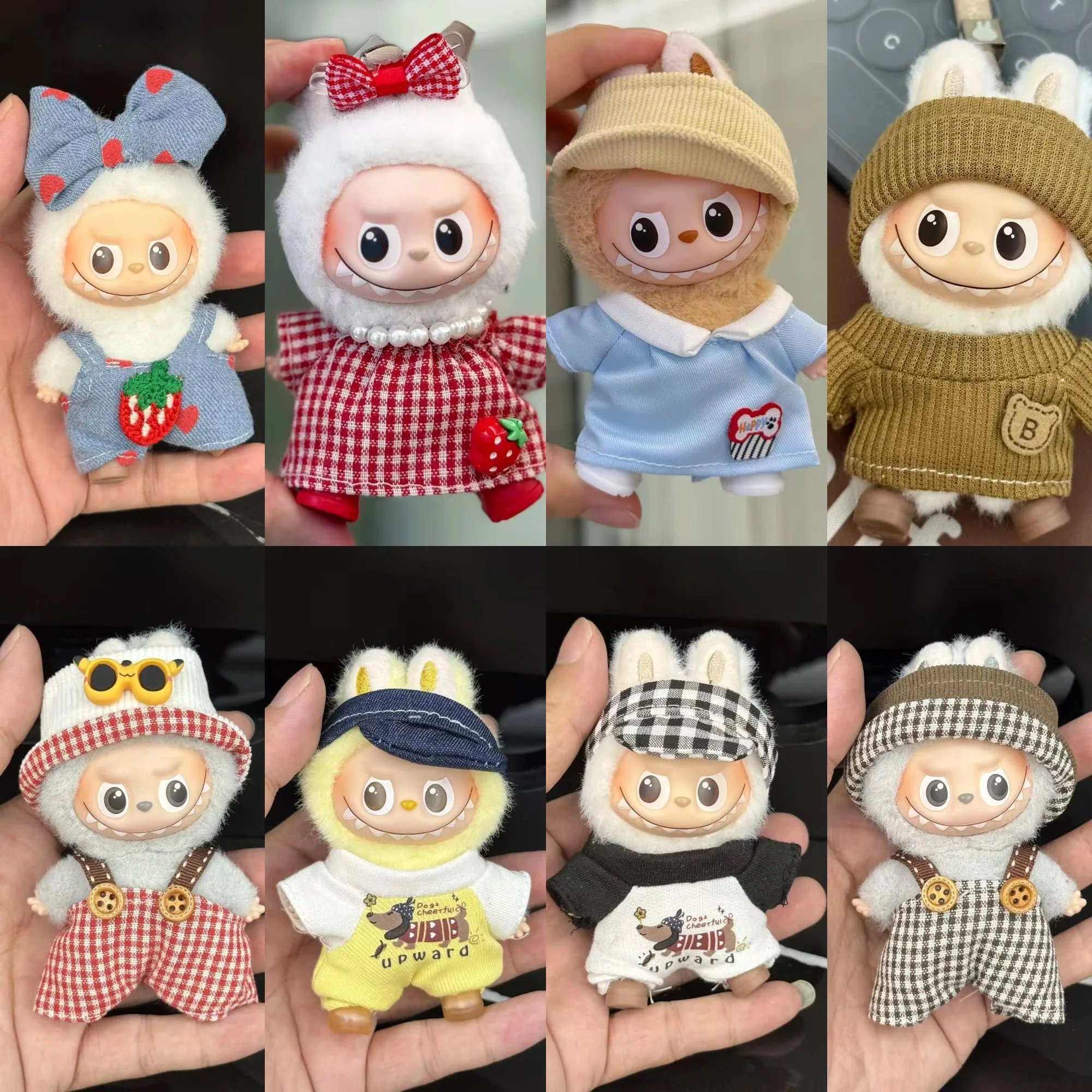 

For 10cm 4th Gen Mini Labubu Outfit Set Only, Cute Mystery Clothing Collection for Keychain Vinyl Doll Display