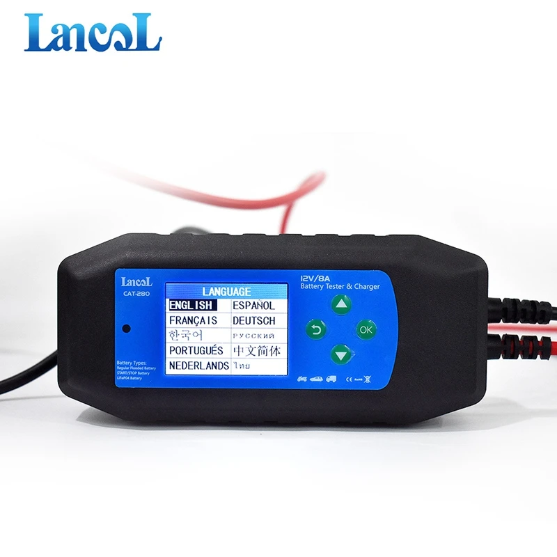 Lancol CAT-280 Car Battery Tester 8A Battery Charger For 12V SLI/AGM/EFB/GEL/LiFeP04 Battery Cranking Trickle Charge System Test