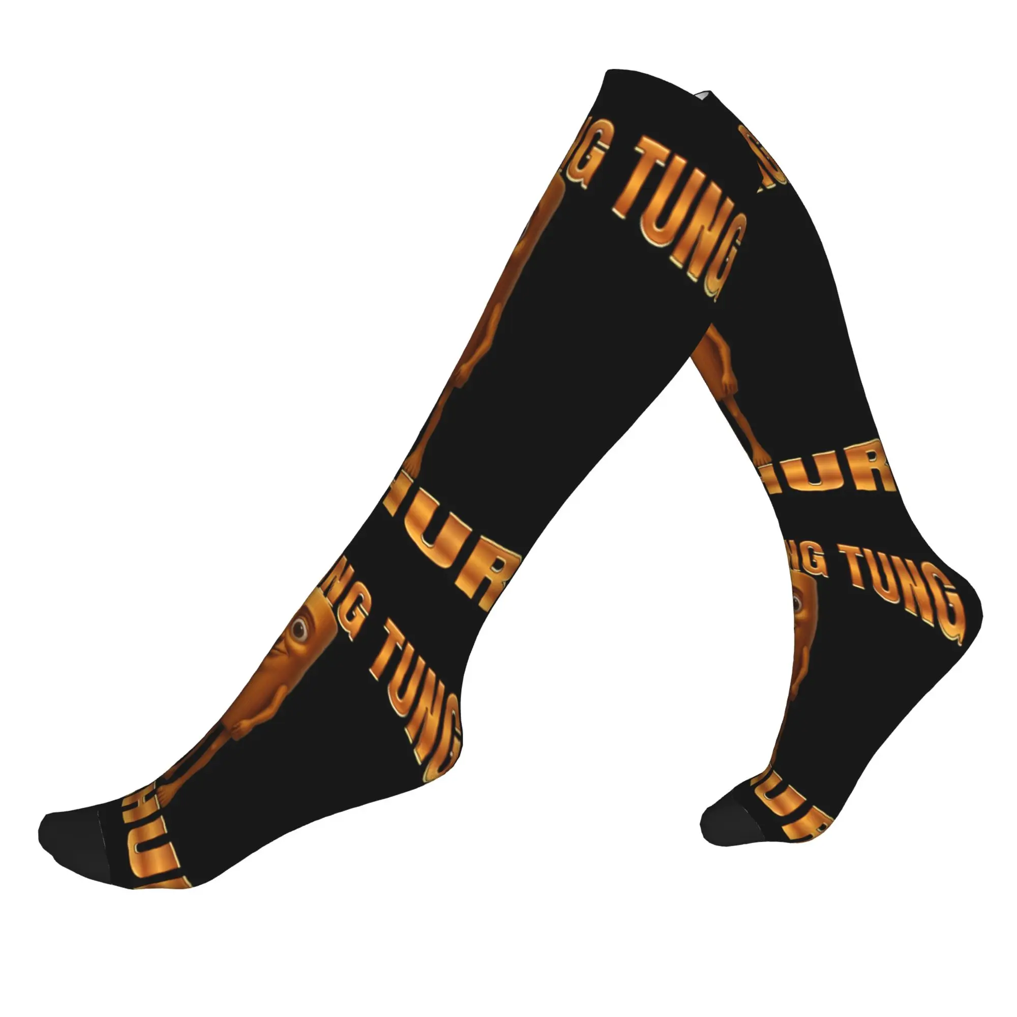 

Cute Men's Tung Tung Tung Sahur Italian Brainrot Meme Dress Socks Unisex Warm Breathbale 3D Print Sports Compression Socks