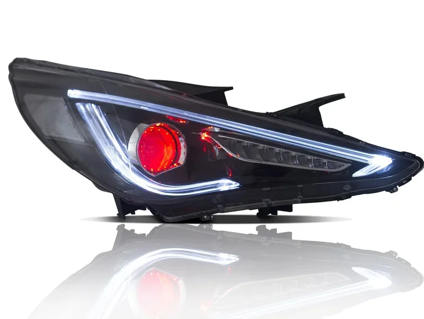 LED Head Lamp W/ Sequential (With Demon Eyes and Without  Eye styles) YAA-SNT-0171B For Sonata 2010-2015