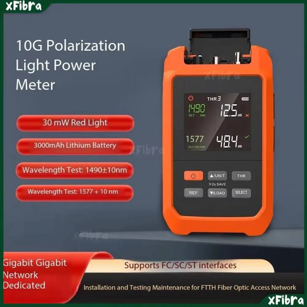 Compteur de puissance optique de Division de longueur d'onde 10G PON avec VFL 30mW 1577/1490nm tout-en-un pour EPON/10G EPON/XGPON
