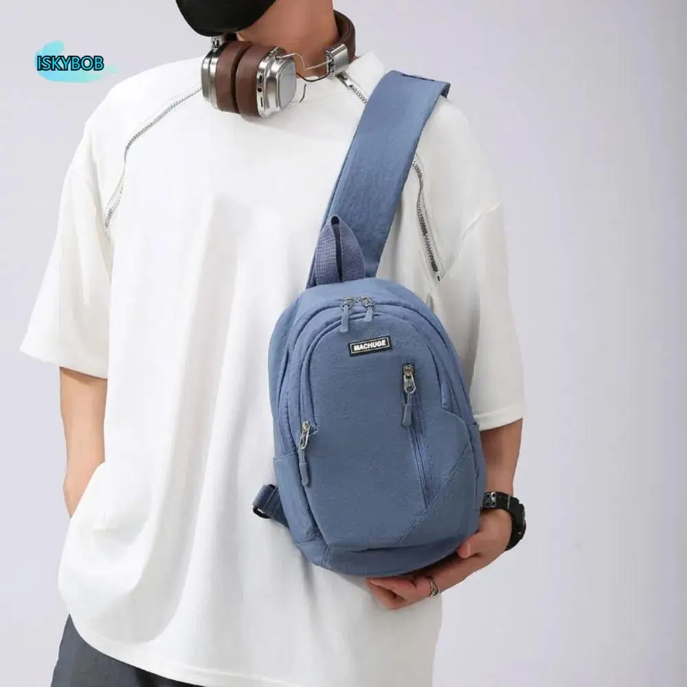 

Portable Casual Men Chest Bag Nylon Adjustable Strap Sling Backpack Multifunctional Large Capacity Shoulder Bag Women Men