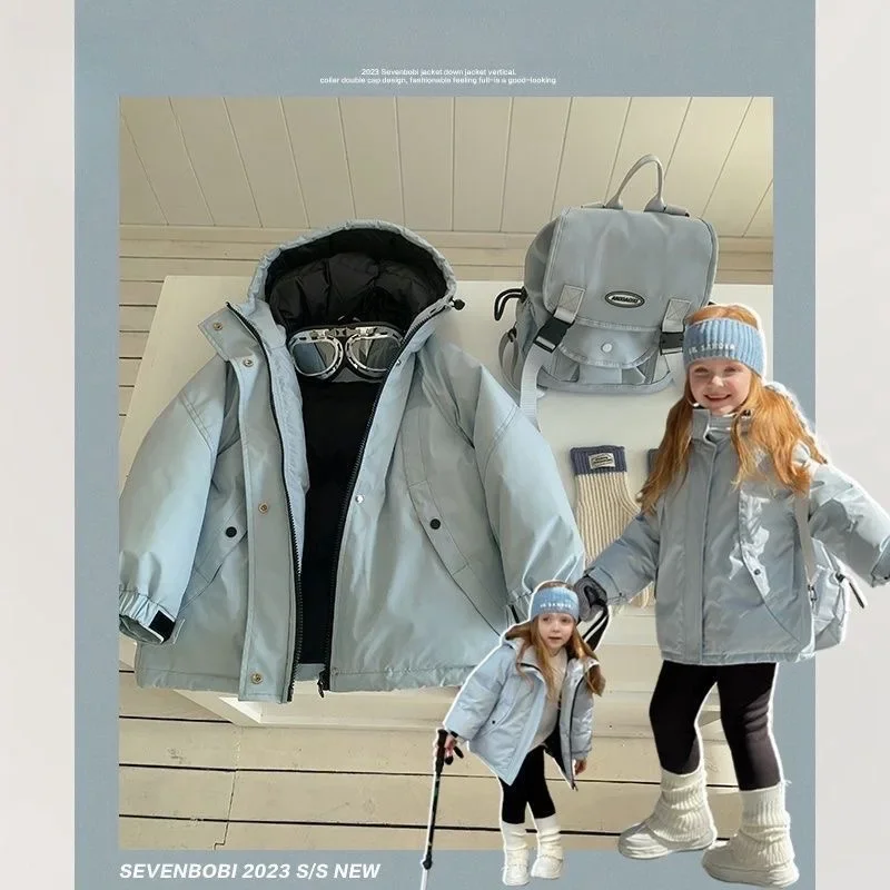 

Children Girls Jackets Winter Thick Cotton Padded Coat Waterproof Kid's Clothing Teenage Child Hooded Outerwear TR249