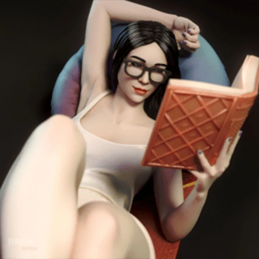 120mm, 100mm, 75mm, 50mm 3D printing, NSFW, miniature model resin figures,A Woman Reading A Book unassembled and unpainted kit