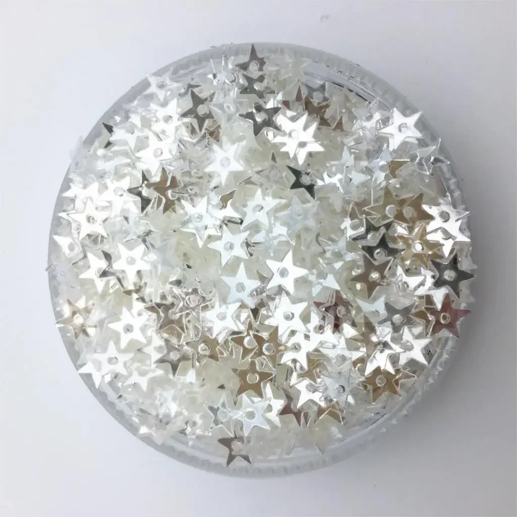 네일 아트 공예용 플랫 스타 스팽글, 루즈 팔레트, DIY 액세서리, 중간 구멍 1 개, 크리스탈 화이트 색종이, 50 g/lot, 6mm