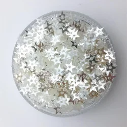 네일 아트 공예용 플랫 스타 스팽글, 루즈 팔레트, DIY 액세서리, 중간 구멍 1 개, 크리스탈 화이트 색종이, 50 g/lot, 6mm