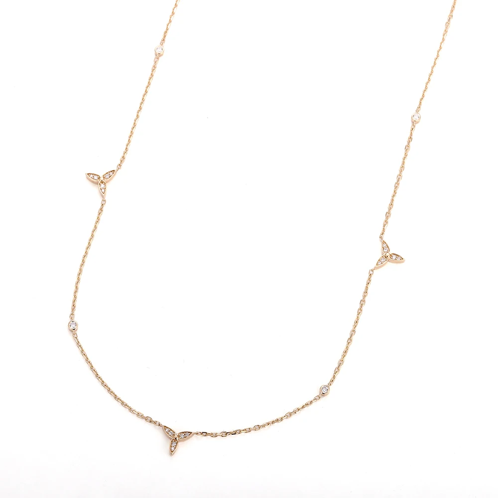 Provence 10K Solid Gold Necklace for Women Moissanite Round Cut Choker Neckalces for Girlfriend DIY Luxury Jewelry