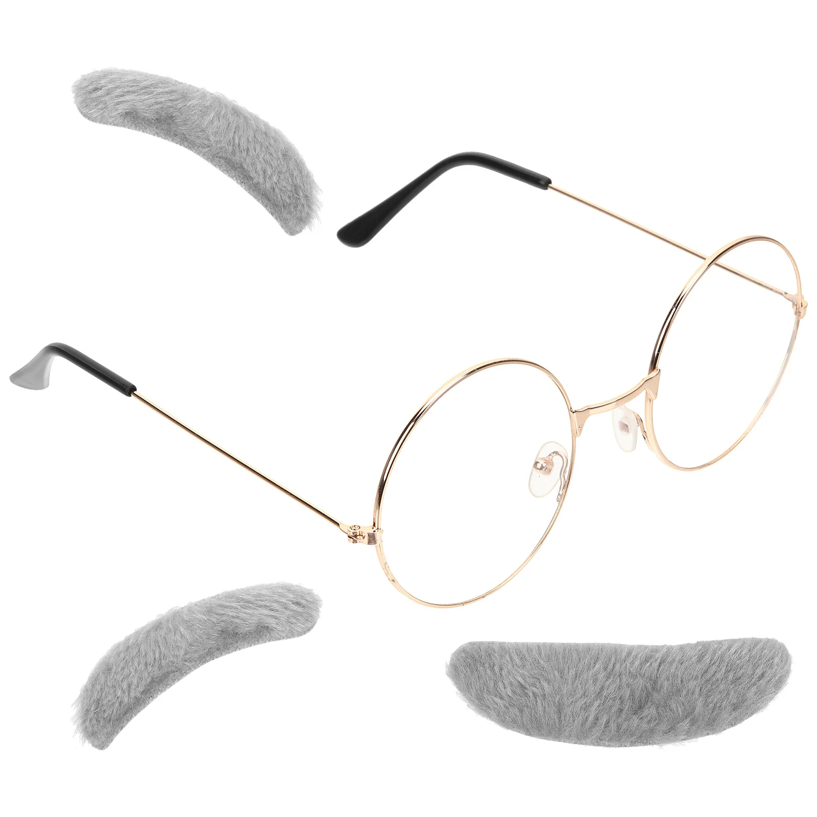 1 set 1 Set Fake Mustache Kit With Eyebrows Glasses For Old Man Costume Grandpa Dress Up Accessories Halloween 100Th Day Of