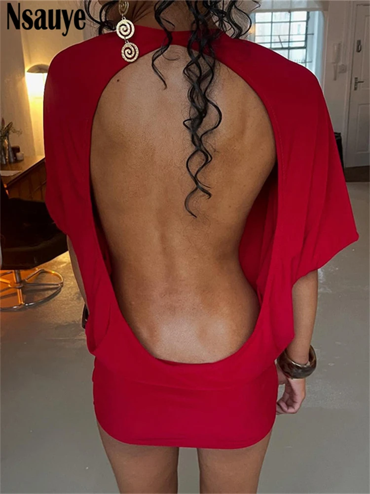 Nsauye Manica corta Casual Donna Estate Mini Aderente T Shirt Abito Abiti Abiti da donna Sexy Club Fashion Party Dress 2025