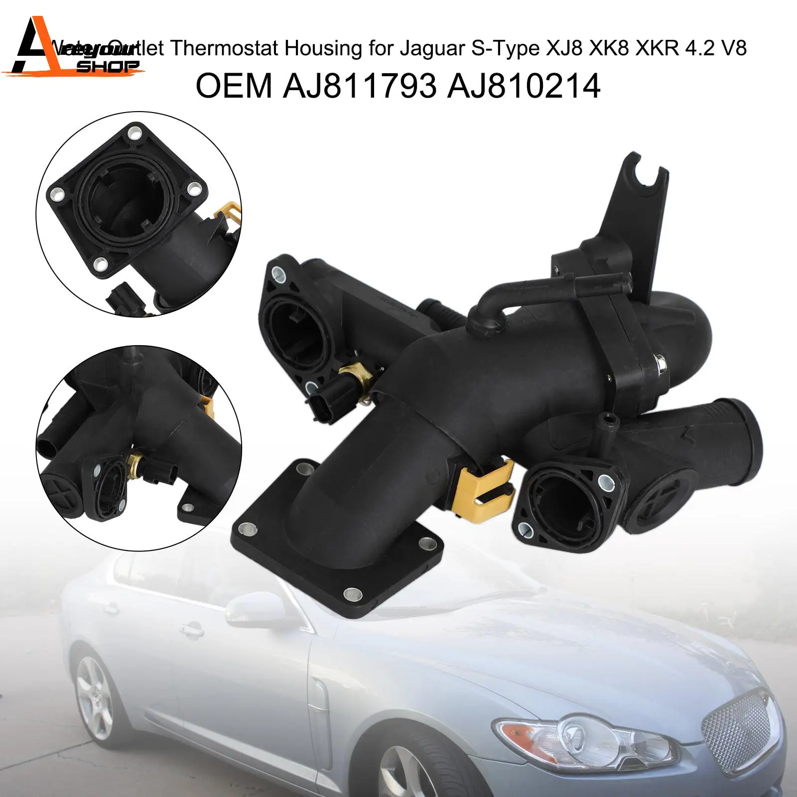 

Areyourshop Water Outlet Thermostat Housing for Jaguar S-Type XJ8 XK8 XKR 4.2 V8 AJ811793