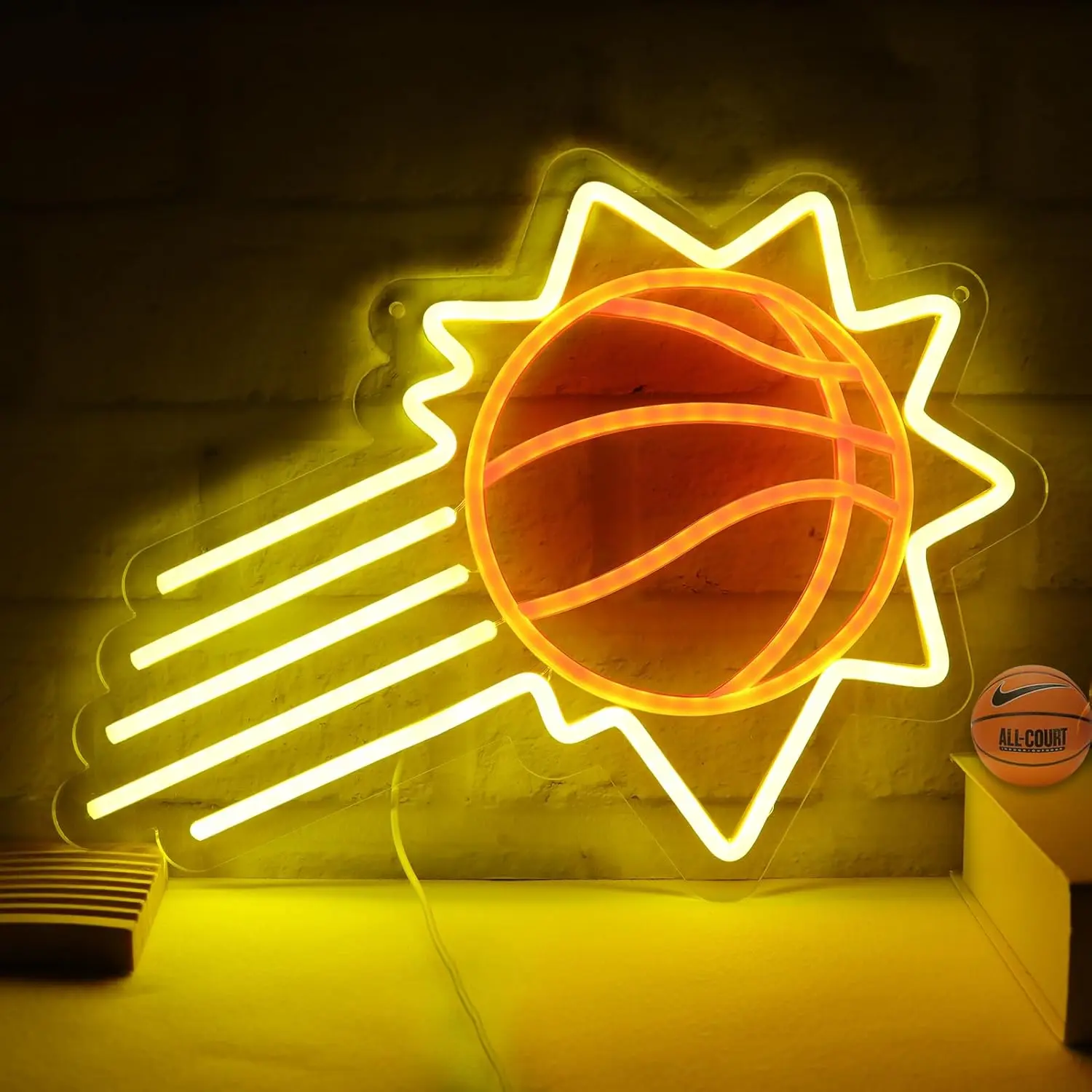 

Неоновые знаки Suns для баскетбола, Спортивная фотография, неоновая фотография для украшения стен, мужская пещера, для спальни, рождественские подарки на день рождения, детский подарок