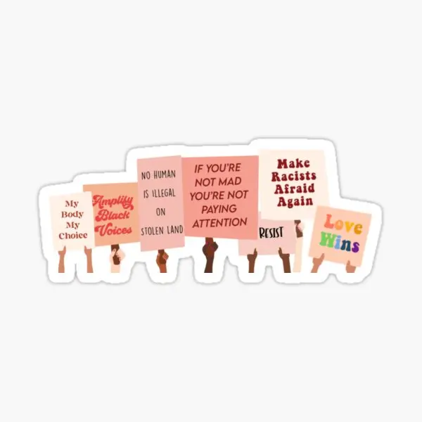 Protest Signs For Equality  5PCS Stickers for Cartoon Wall Decorations Water Bottles Window Anime Funny Laptop Home Kid Room Car