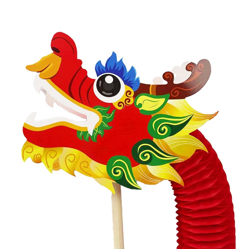 Dekorasi naga Tiongkok, bahan kerajinan naga kertas DIY, dekorasi naga Tiongkok, bunga tarik tiga dimensi