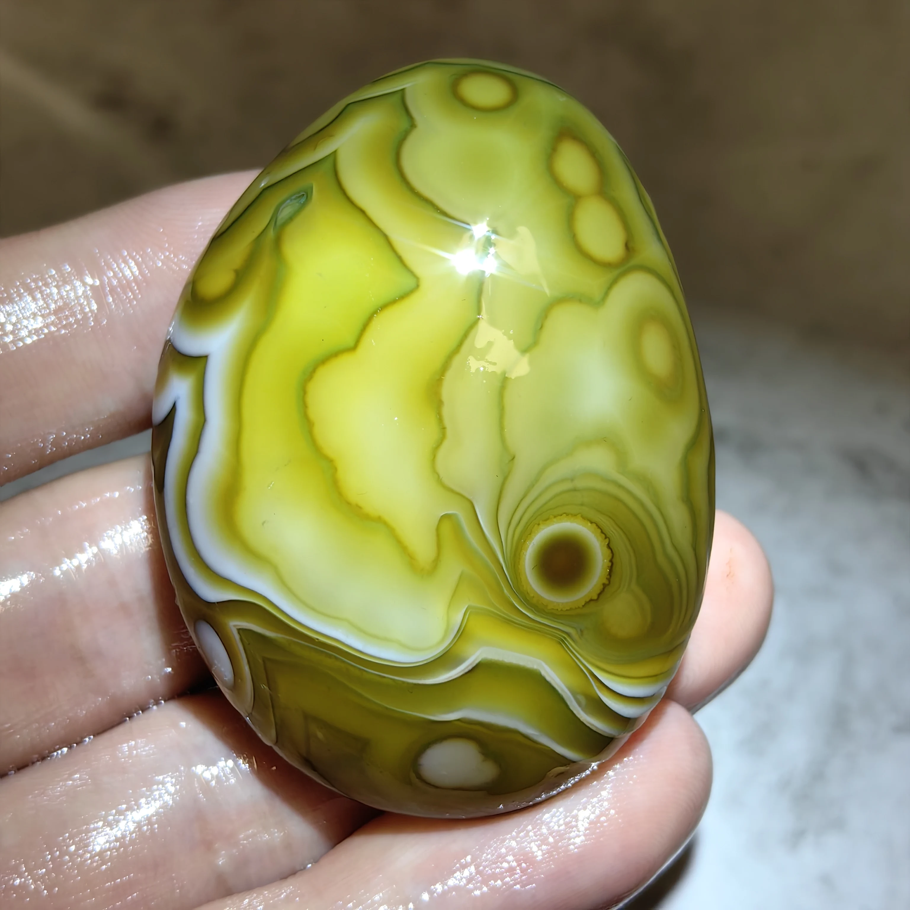  Pure Natural Divine Eyes Agate Unprocessed Rough Palm Stones Good Luck, Attract Wealth Talisman Jewelry DIY Home Decoration