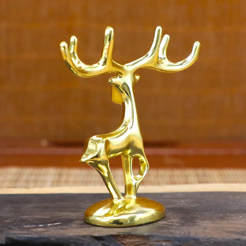 Nordic Style Mini Light Luxury Imitation Copper Elk Ornaments Deer Sculpture Gold plated zinc alloy deer ornaments decoration