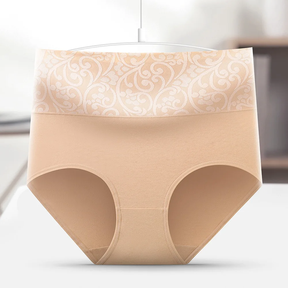 1pcs Cotton Brief Women Solid Panties Girl High Waist Comfort Underpant Lady Plus Size Underwear Female Jacquard Ventilate Panty - Image 2