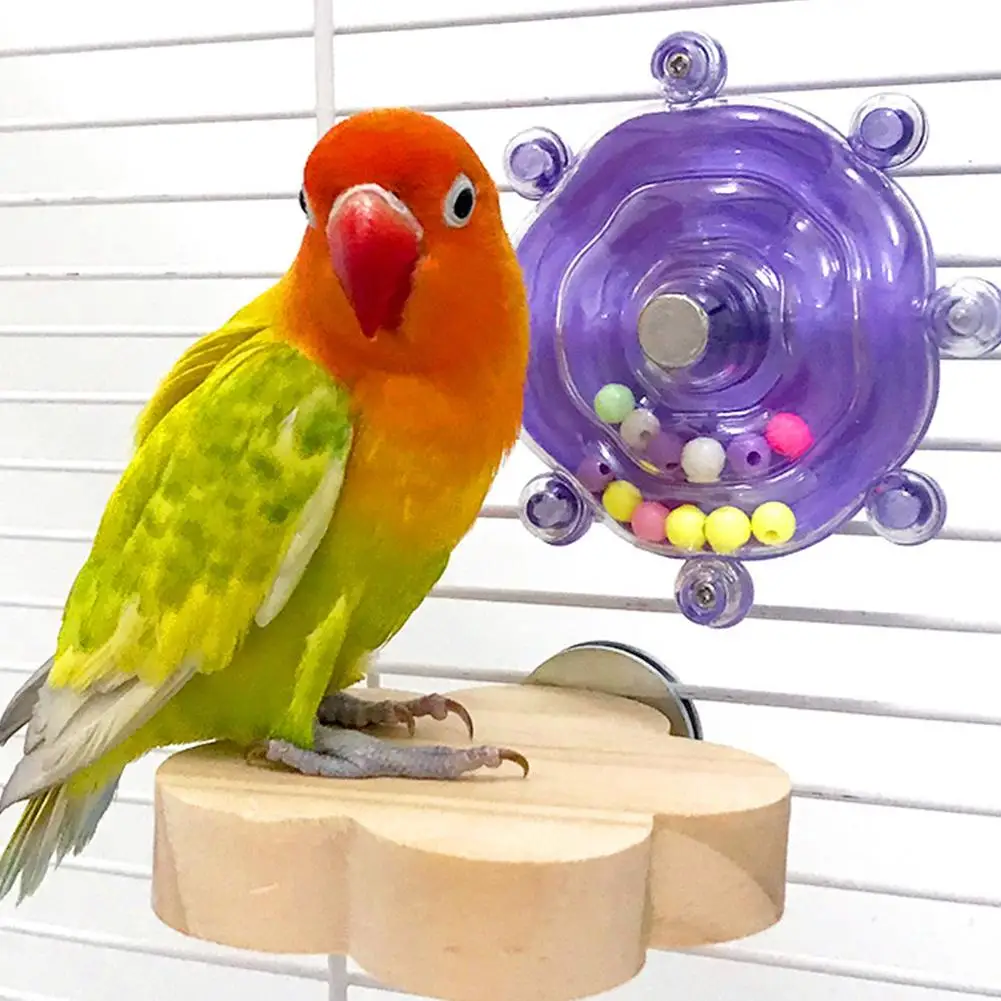 Interactive Parrot Toy Bird Cage Toy for Parrots Rotating Treat Dispenser, for Mental Stimulation and Entertainment