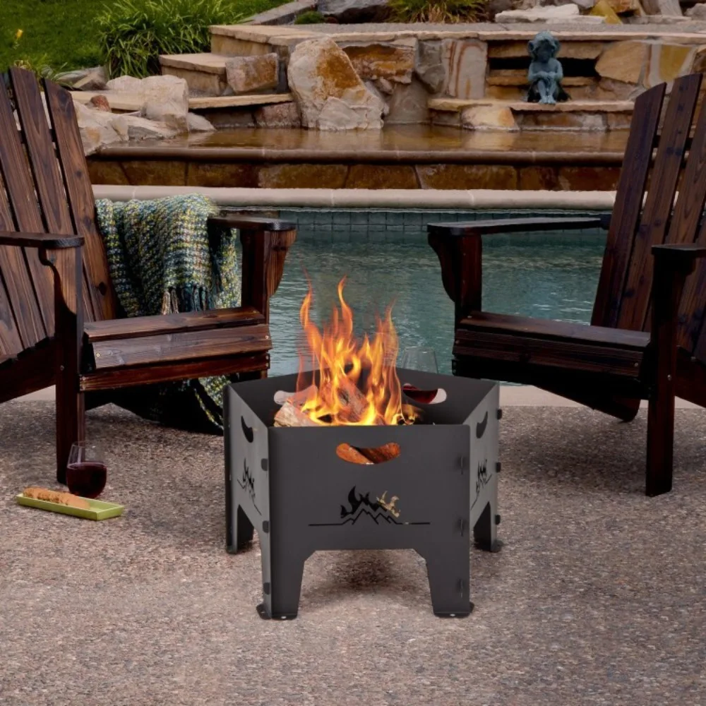 

19" Patio Outdoor Garden Camping Fire Pit Portable Heavy Duty With Storage Bag