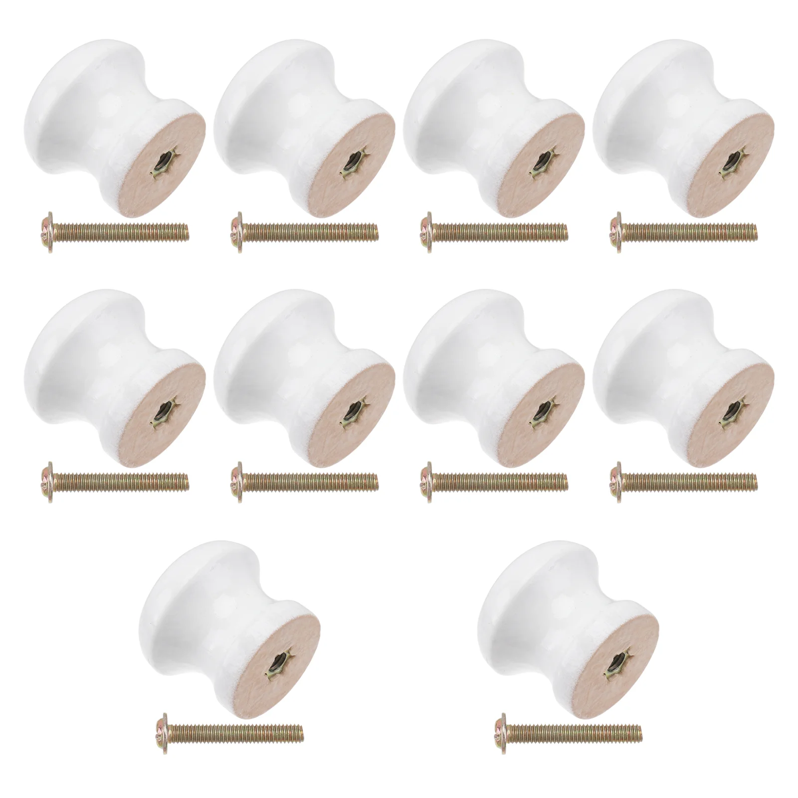 10 Pcs Door Knob Mushroom Handle Cabinet Drawer Cupboard Pull Handles White Knobs