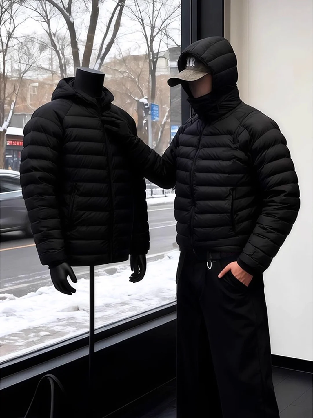 

Bla Hooded ort Men's down Jaet Lightweight Sports Cotton Outerwear Autumn Winter Cleanfit Faion Urban Sle