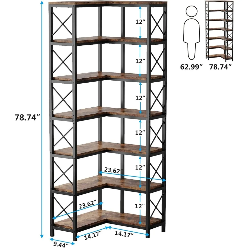 Imagem -06 - Grande Estante de Canto Moderno Tier Alto Canto Prateleira Armazenamento Display Rack com Metal Frame