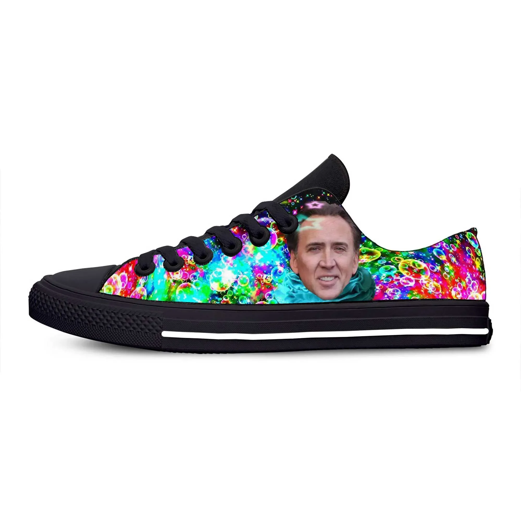 Sapato casual de pano masculino e feminino, anime legal, manga dos desenhos animados, Nicolas Cage, moda engraçada, alta ajuda, tênis de bordo, quente, verão