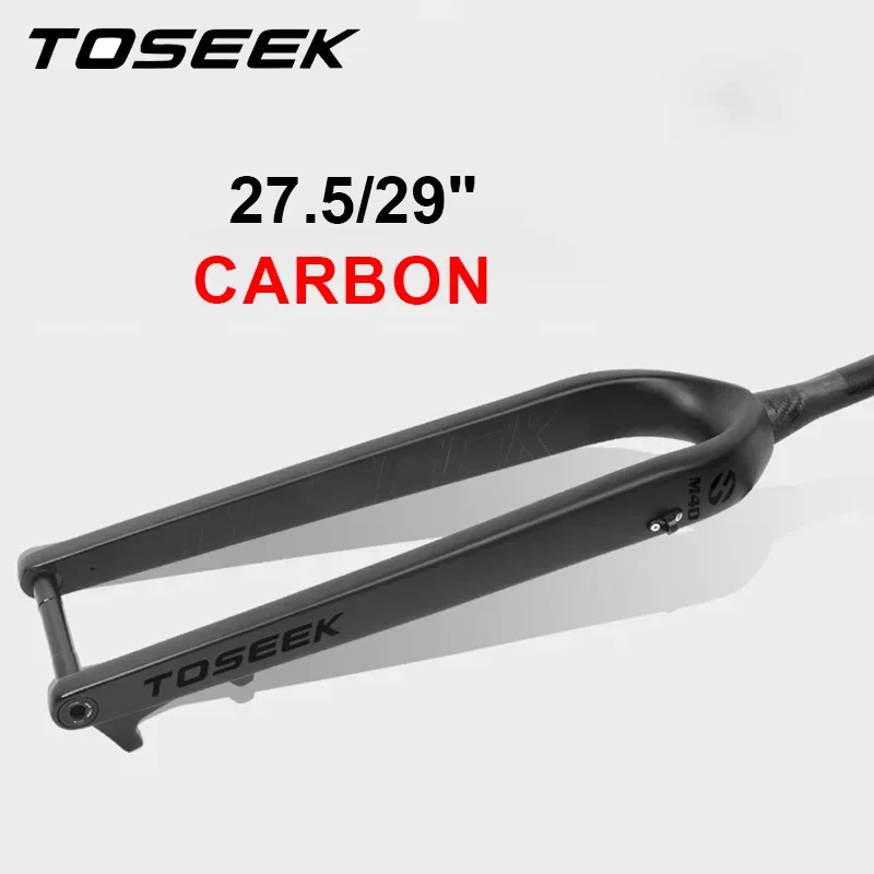 TOSEEK 27,5er 29er MTB horquilla de fibra de carbono ligera bicicleta de montaña horquilla rígida 15*110MM eje pasante ocultar Cable horquilla piezas de bicicleta