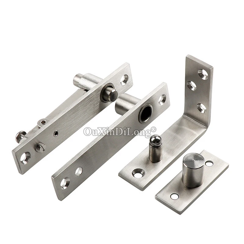 1Set L Shape 304 Stainless Steel Heavy Door Pivot Hinge 360 Degrees Rotation Invisible Hidden Door Hinges