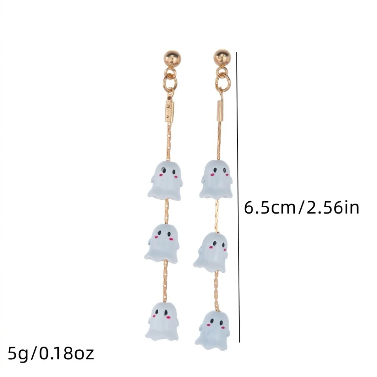 Halloween Niedliche 3D-Geister-Ohrringe mit Quasten für Damen und Herren, Gothic-Cartoon-Ohrringe mit weißen Geistern, Punk-Party-Schmuck – Detail 22